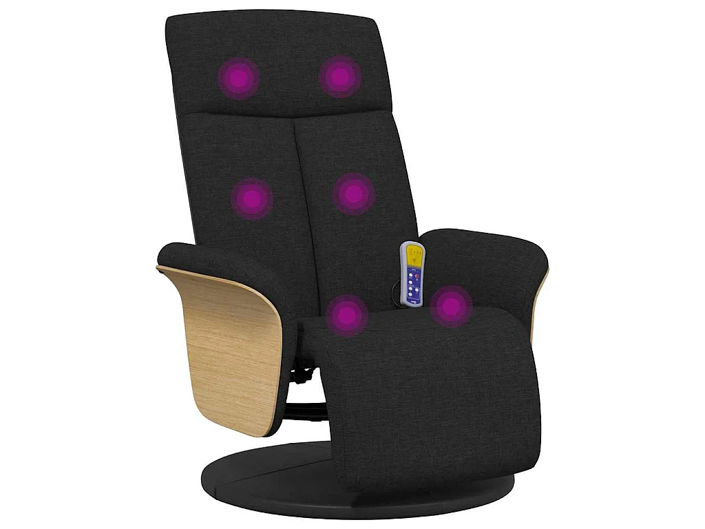 Massagesessel mit Fußteil Schwarz Stoff