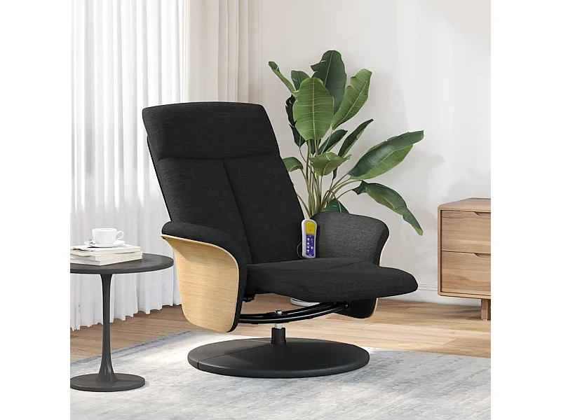 Fauteuil inclinable de massage avec repose-pieds noir tissu