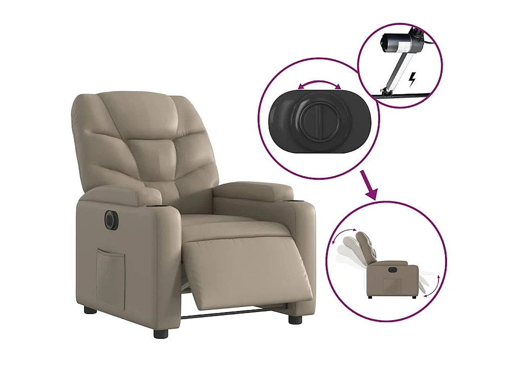Fauteuil inclinable électrique Cappuccino Similicuir