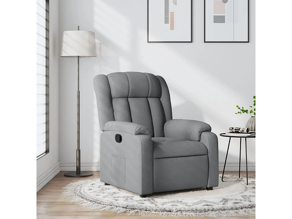 Poltrona Reclinabile in Tessuto Grigio Chiaro