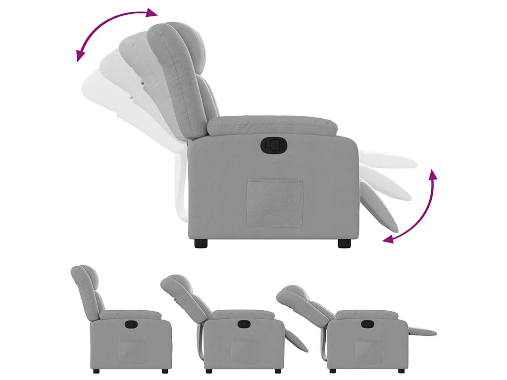 Poltrona Reclinabile in Tessuto Grigio Chiaro