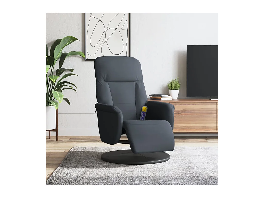 Sillón reclinable masaje con reposapiés terciopelo gris oscuro