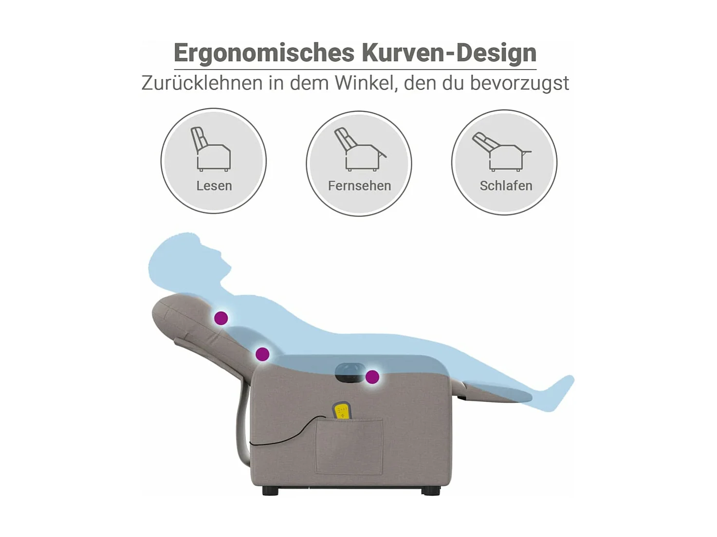 Elektrischer Massagesessel mit Aufstehhilfe Taupe Stoff