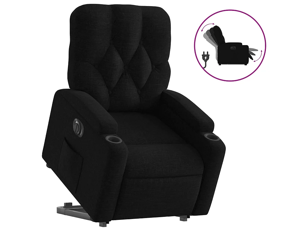 Sta-op-stoel elektrisch verstelbaar stof zwart