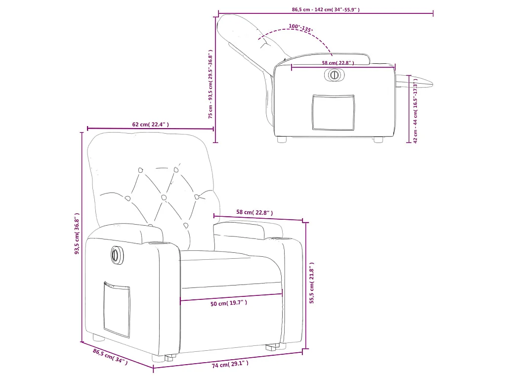 Sta-op-stoel elektrisch verstelbaar stof zwart