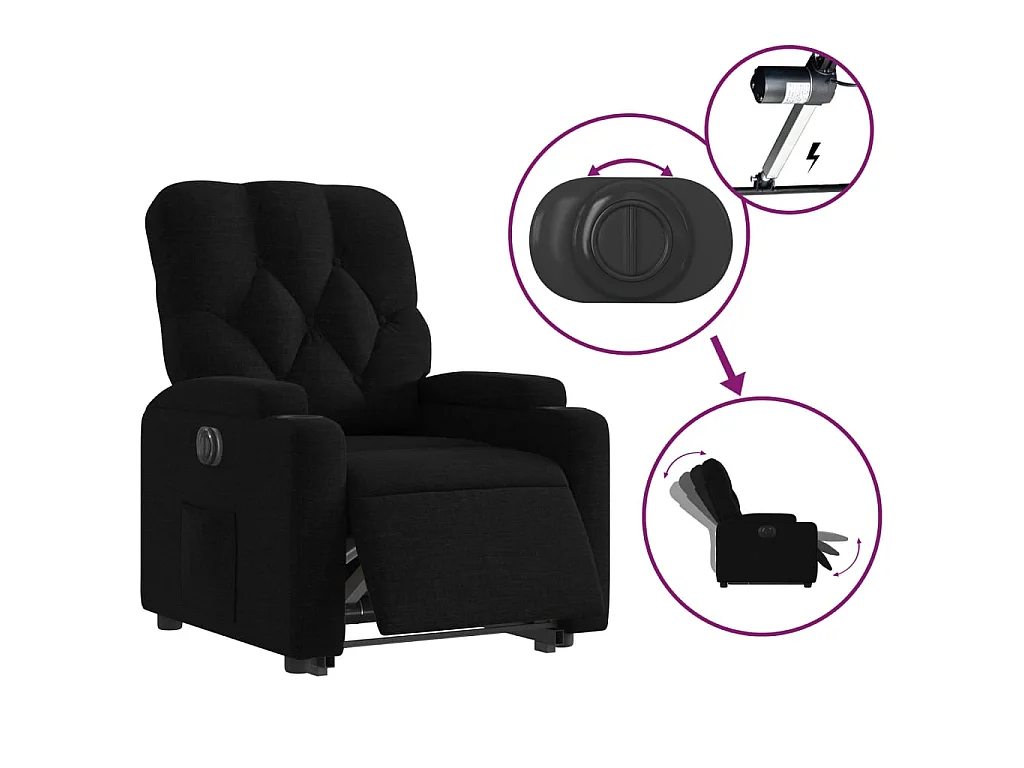 Sta-op-stoel elektrisch verstelbaar stof zwart