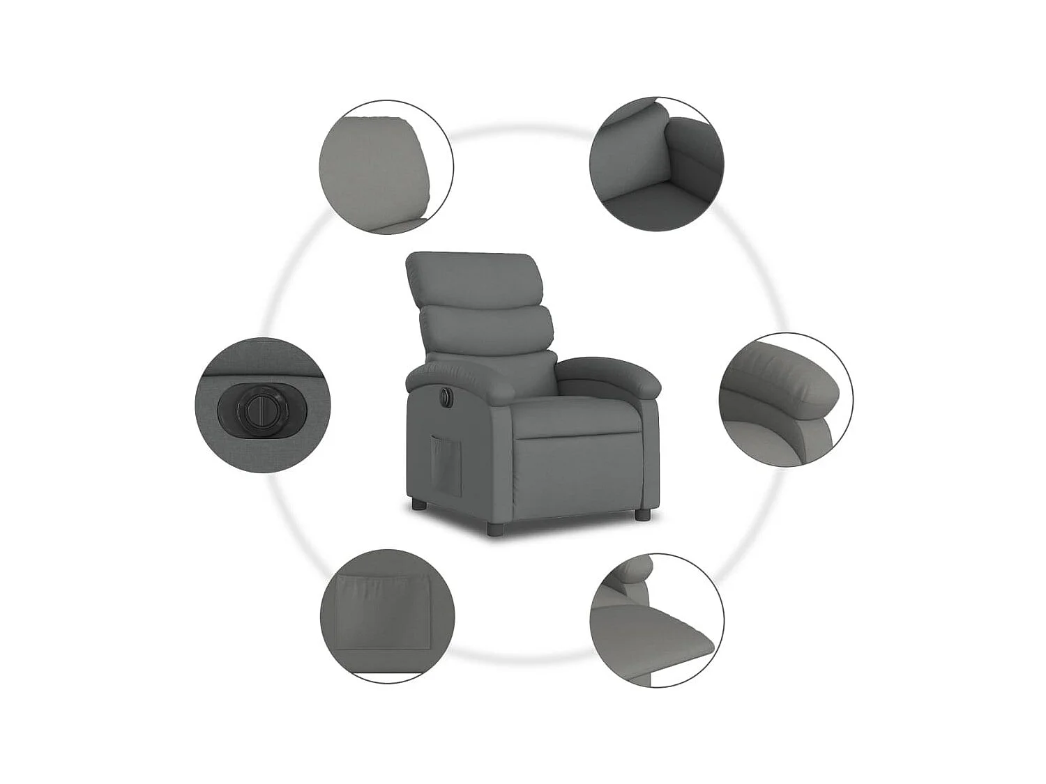 Fauteuil elektrisch verstelbaar stof donkergrijs