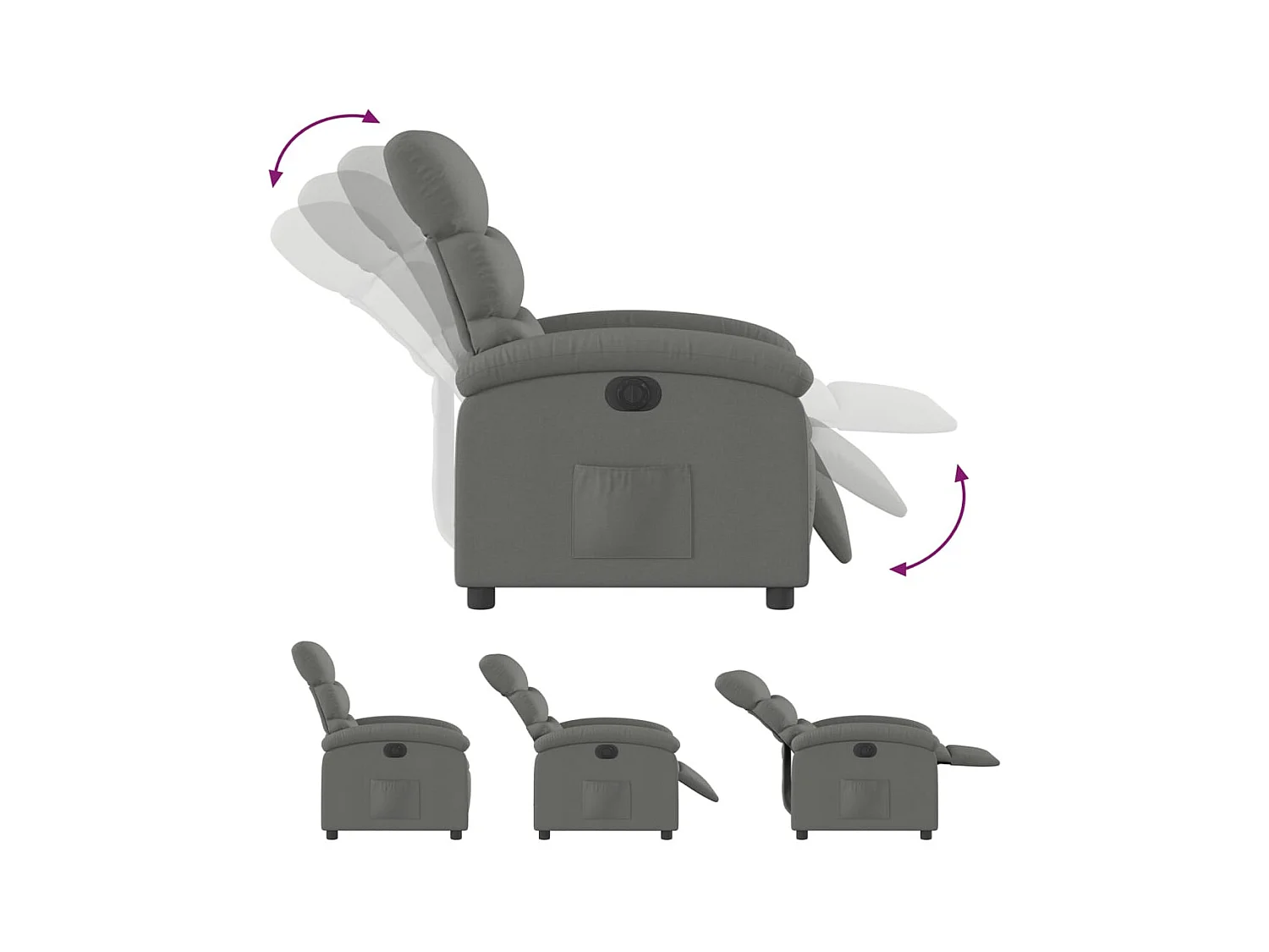 Fauteuil inclinable électrique Gris foncé Tissu