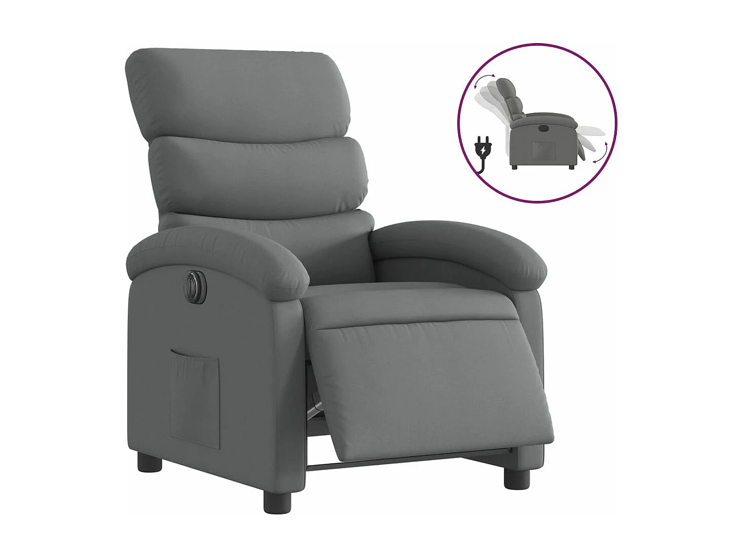 Fauteuil inclinable électrique Gris foncé Tissu