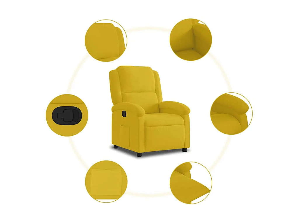 Fauteuil inclinable jaune velours