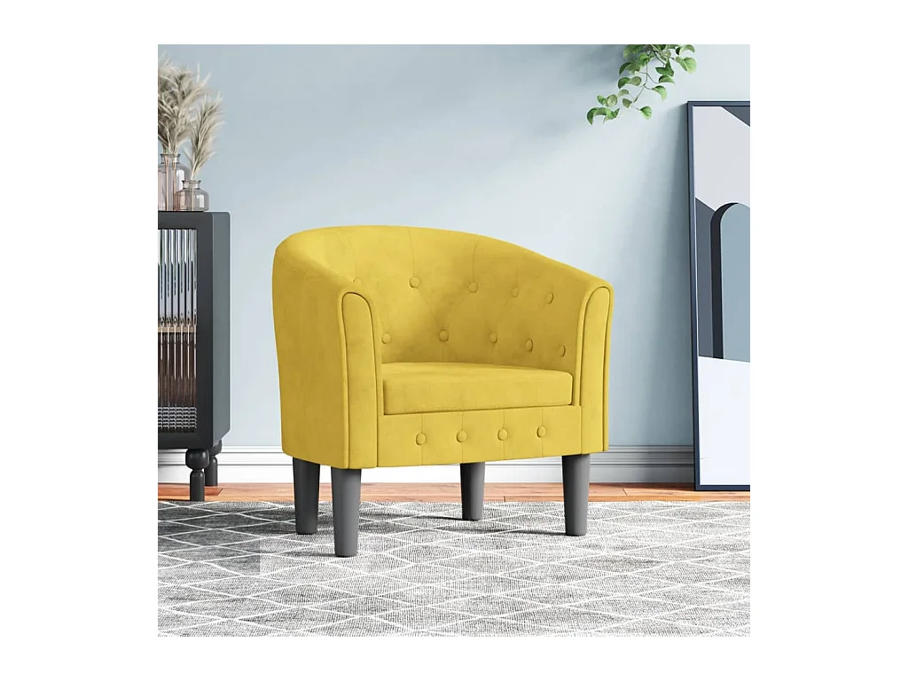 Fauteuil jaune velours