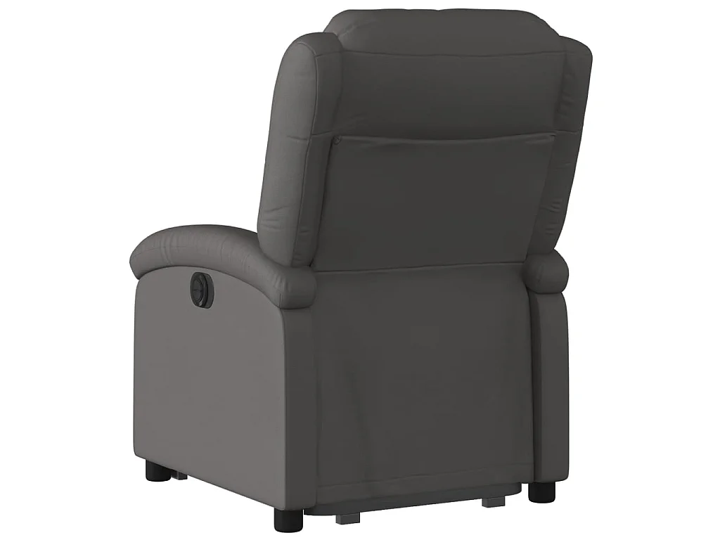 Sillón reclinable elevable cuero auténtico gris