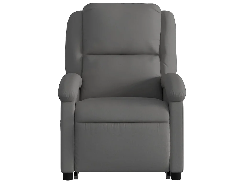 Sillón reclinable elevable cuero auténtico gris