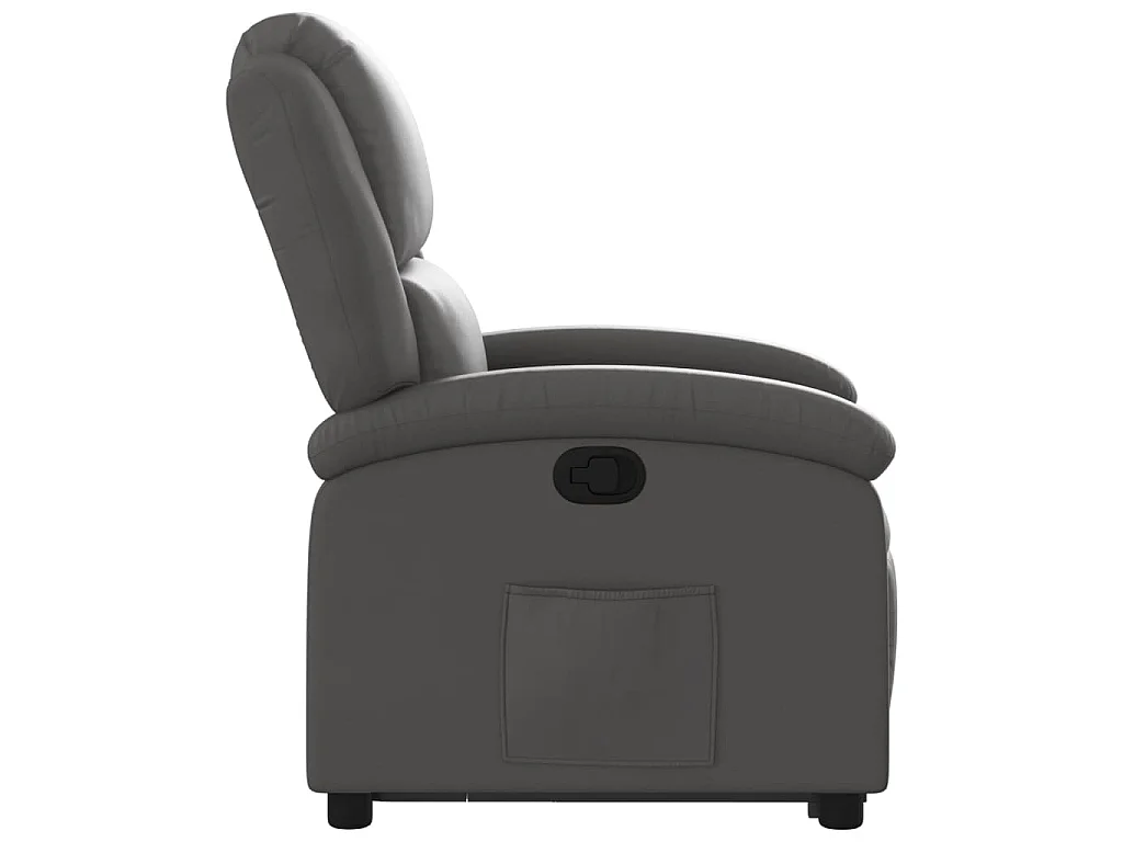 Sillón reclinable elevable cuero auténtico gris