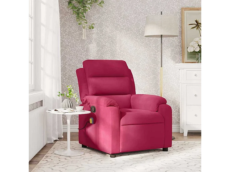 Fauteuil de massage inclinable rouge bordeaux velours