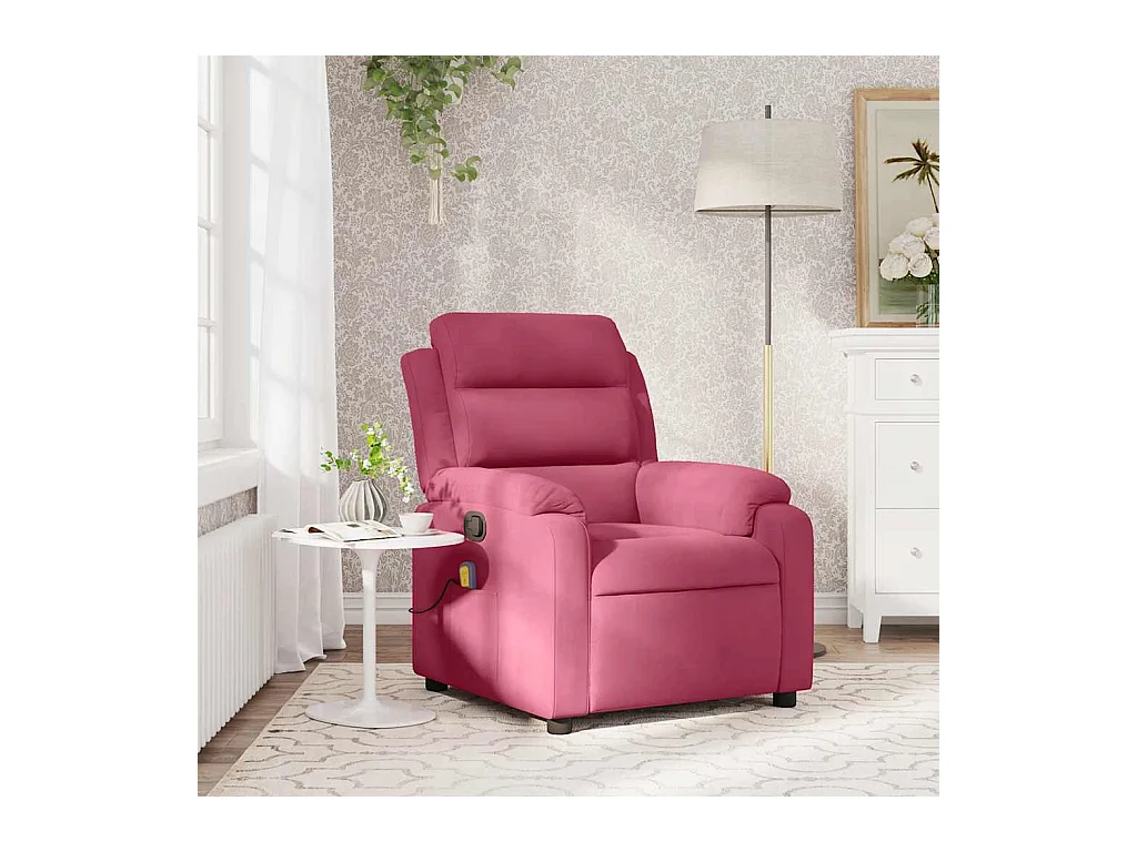 Fauteuil de massage inclinable rouge bordeaux velours
