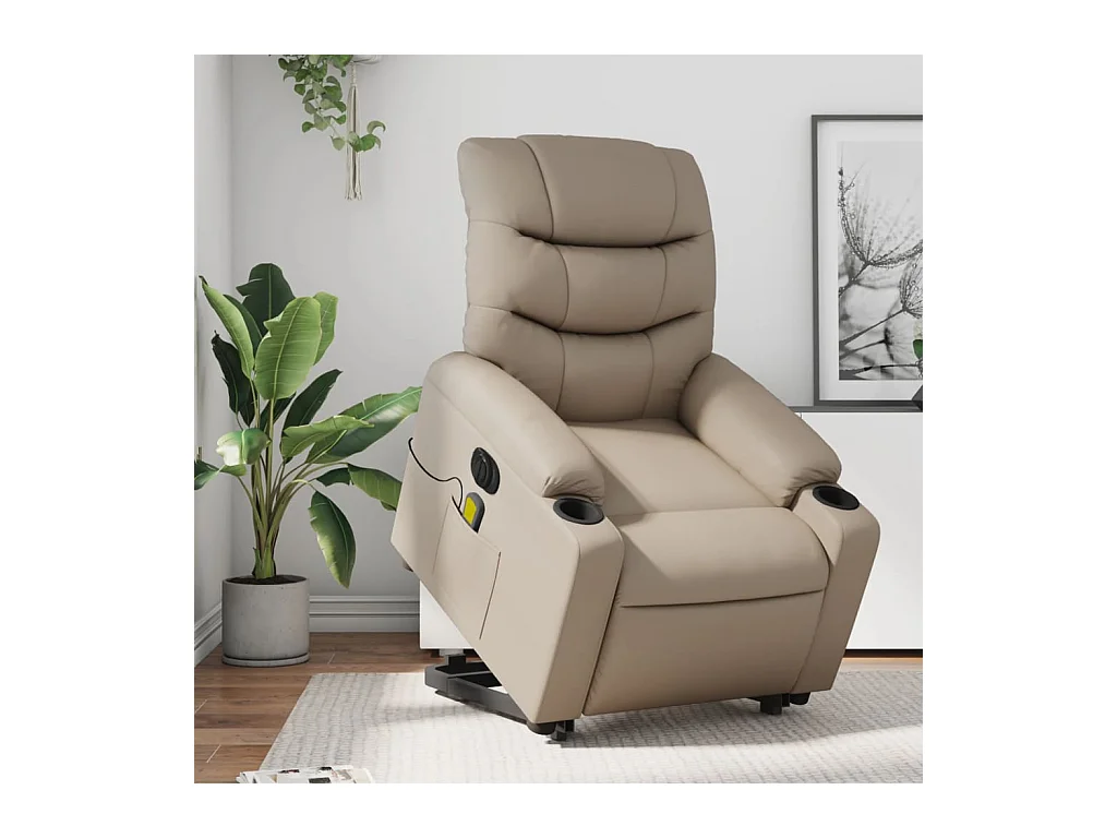 Fauteuil inclinable de massage électrique cappuccino similicuir