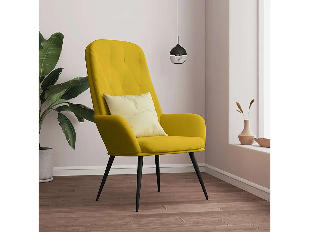 Sillón de relax de terciopelo amarillo mostaza