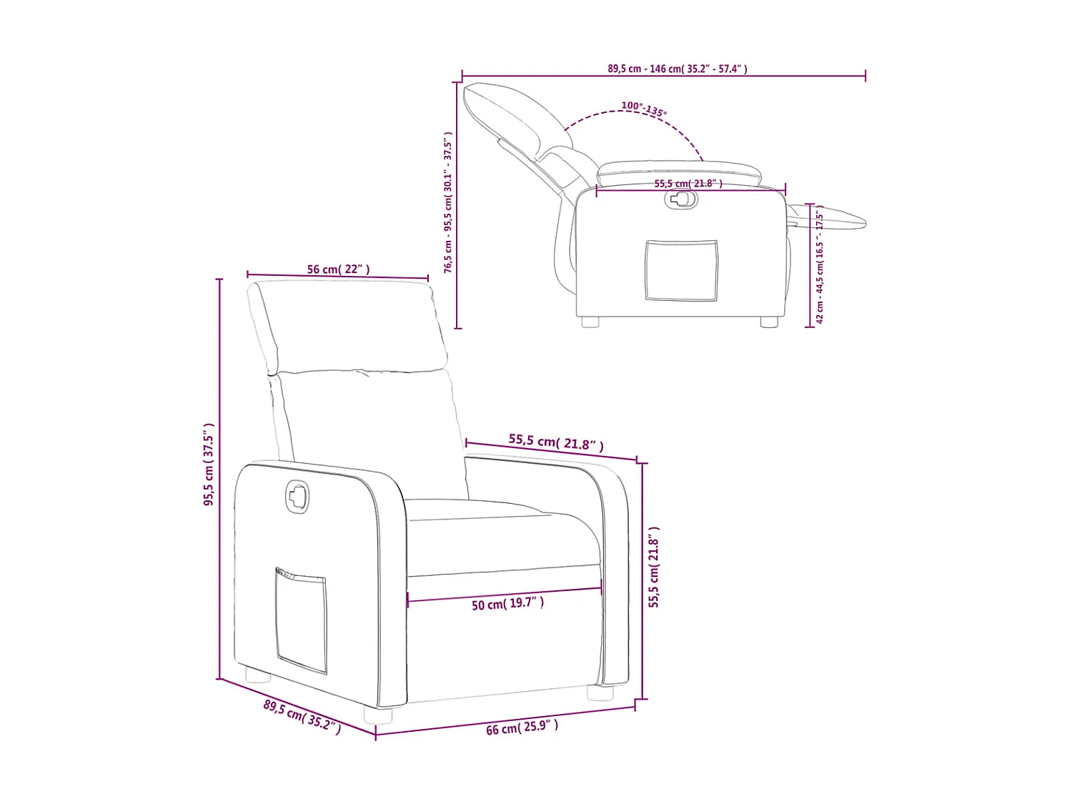 Fauteuil inclinable Noir Tissu