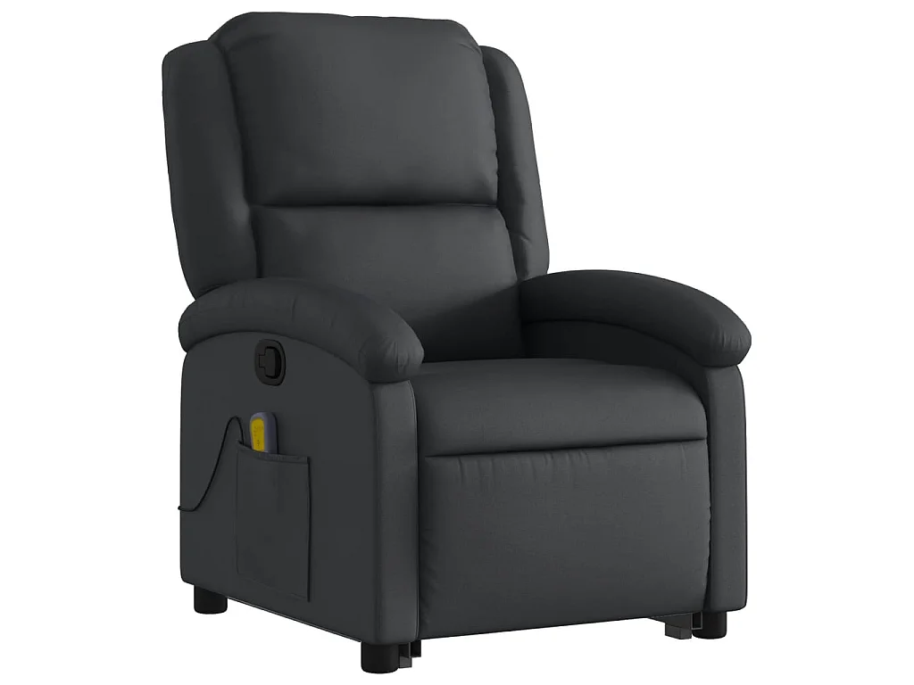 Fauteuil inclinable de massage noir cuir véritable