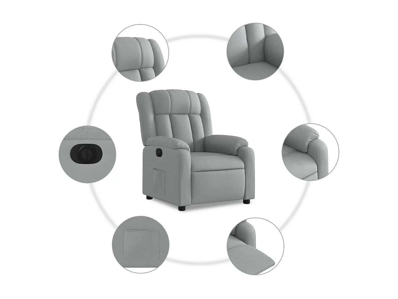 Fauteuil inclinable électrique Gris clair Tissu