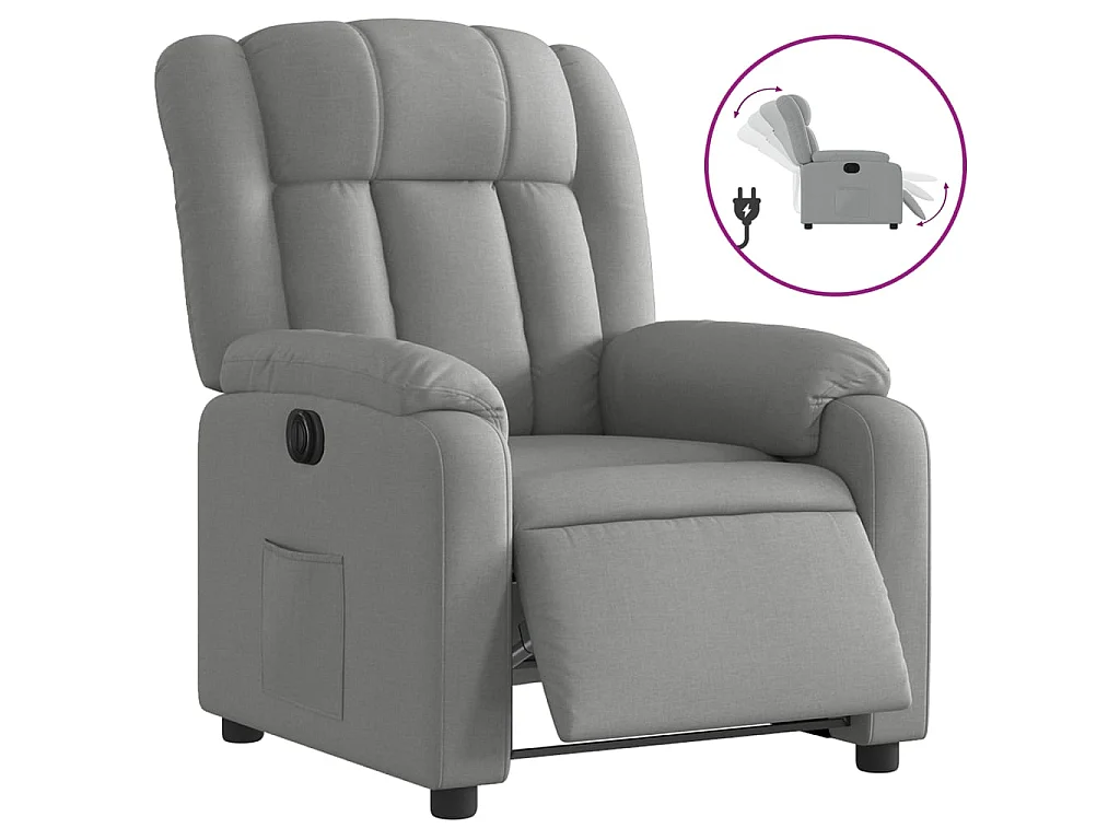 Fauteuil inclinable électrique Gris clair Tissu