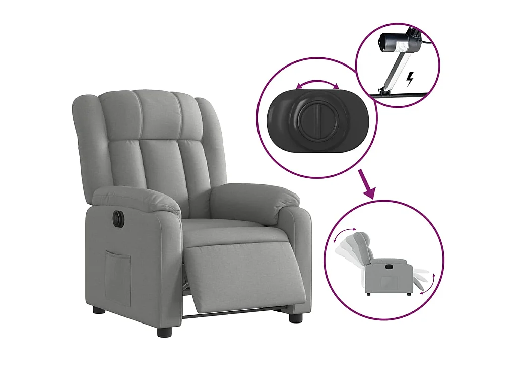 Fauteuil inclinable électrique Gris clair Tissu