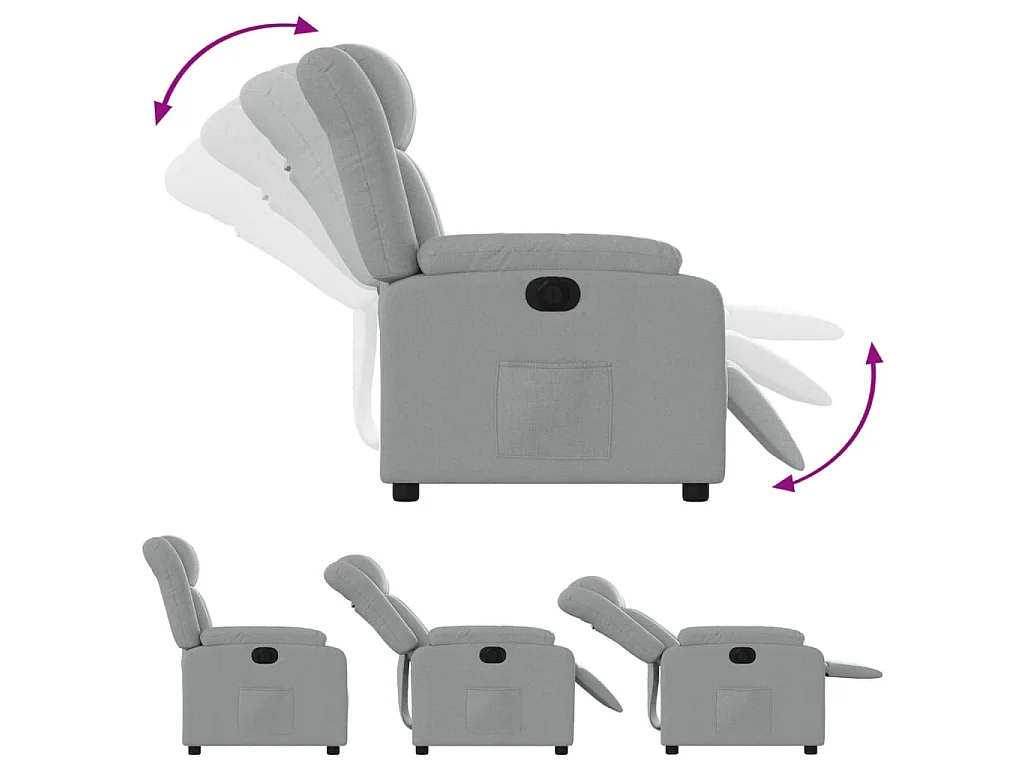 Fauteuil inclinable électrique Gris clair Tissu