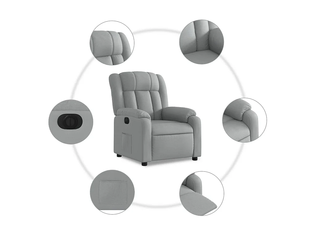 Fauteuil inclinable électrique Gris clair Tissu