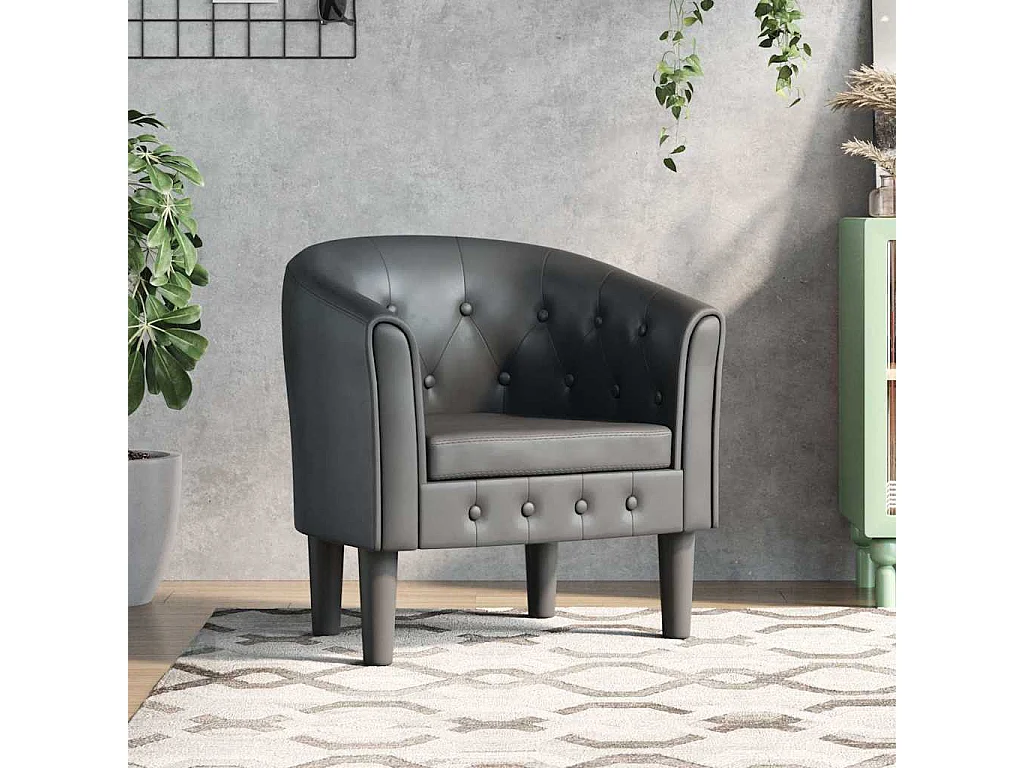 Chaise cabriolet gris similicuir