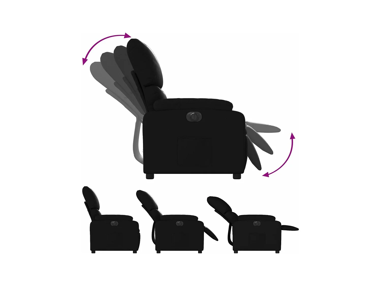Fauteuil inclinable électrique Noir Similicuir
