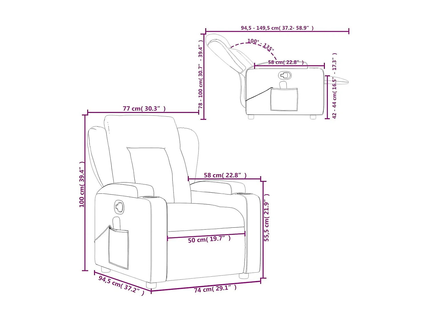 Fauteuil de massage inclinable Vert foncé Tissu