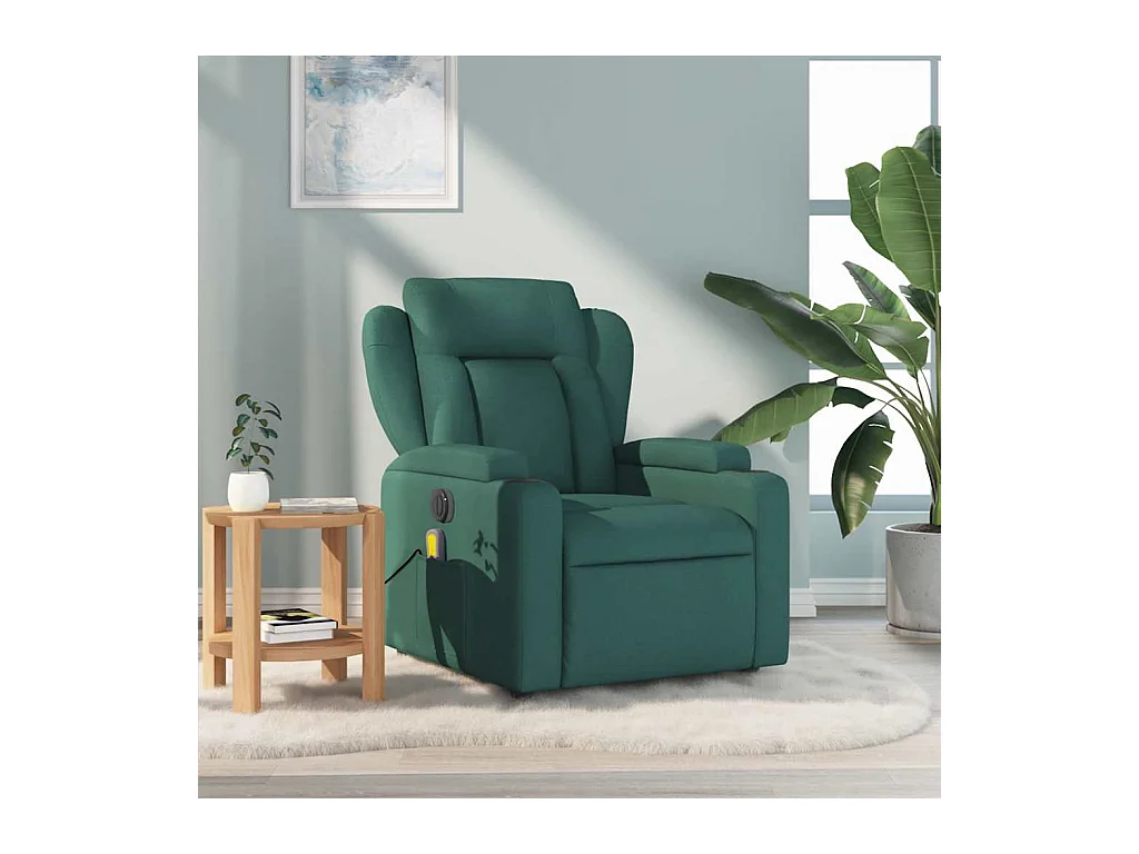 Fauteuil de massage inclinable Vert foncé Tissu