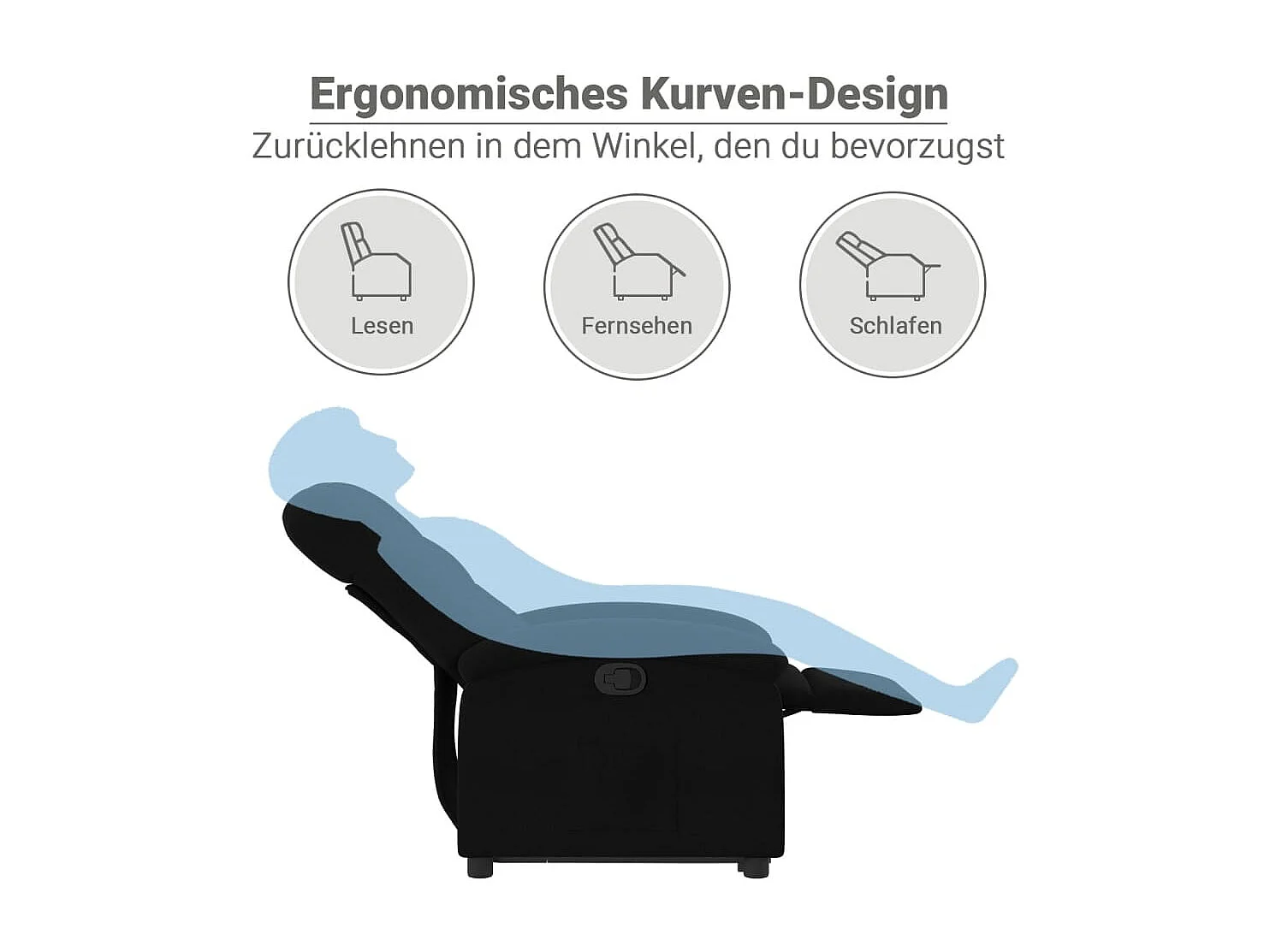 Relaxsessel mit Aufstehhilfe Schwarz Stoff