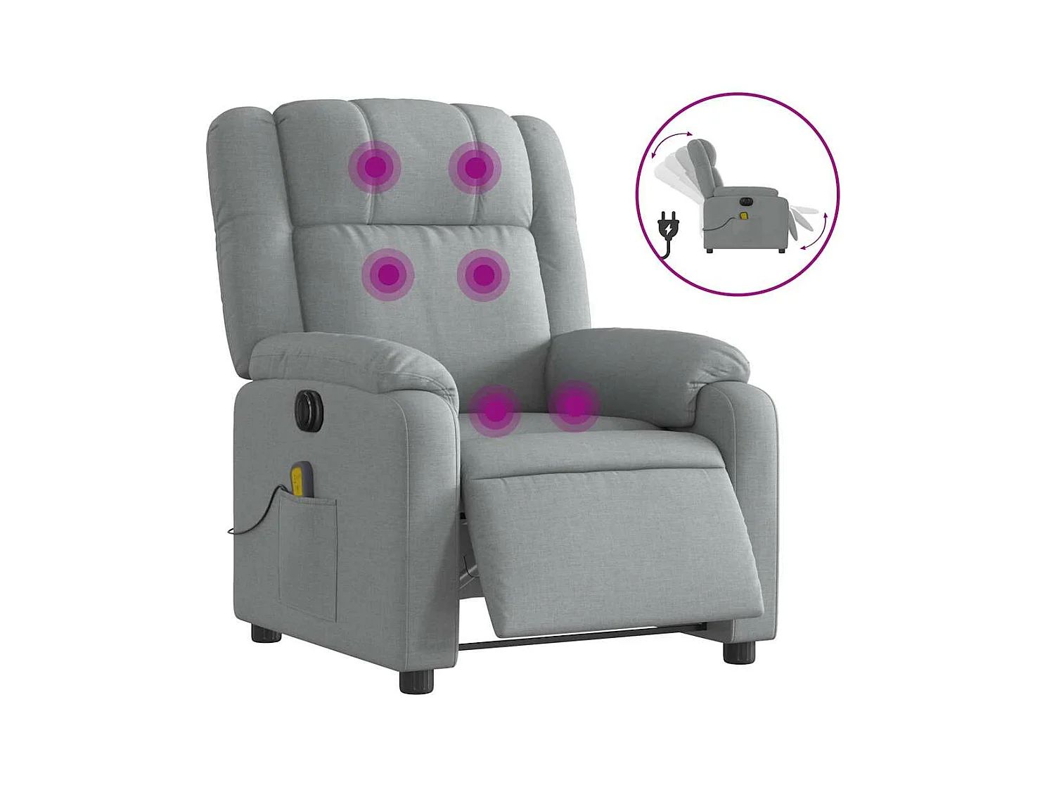 Massagesessel Elektrisch Hellgrau Stoff