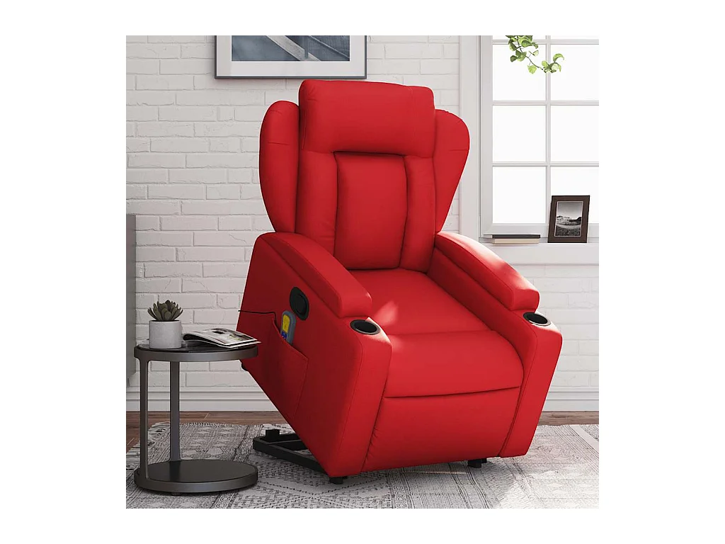 Fauteuil inclinable de massage Rouge Similicuir