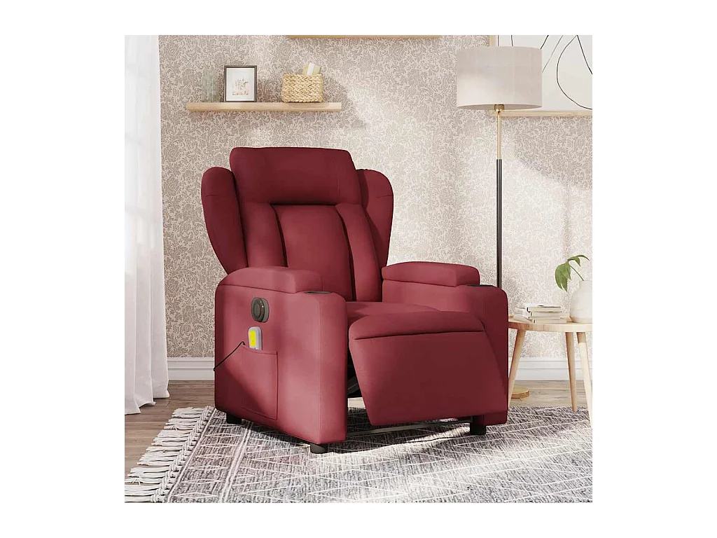 Fauteuil de massage inclinable électrique Rouge bordeaux Tissu