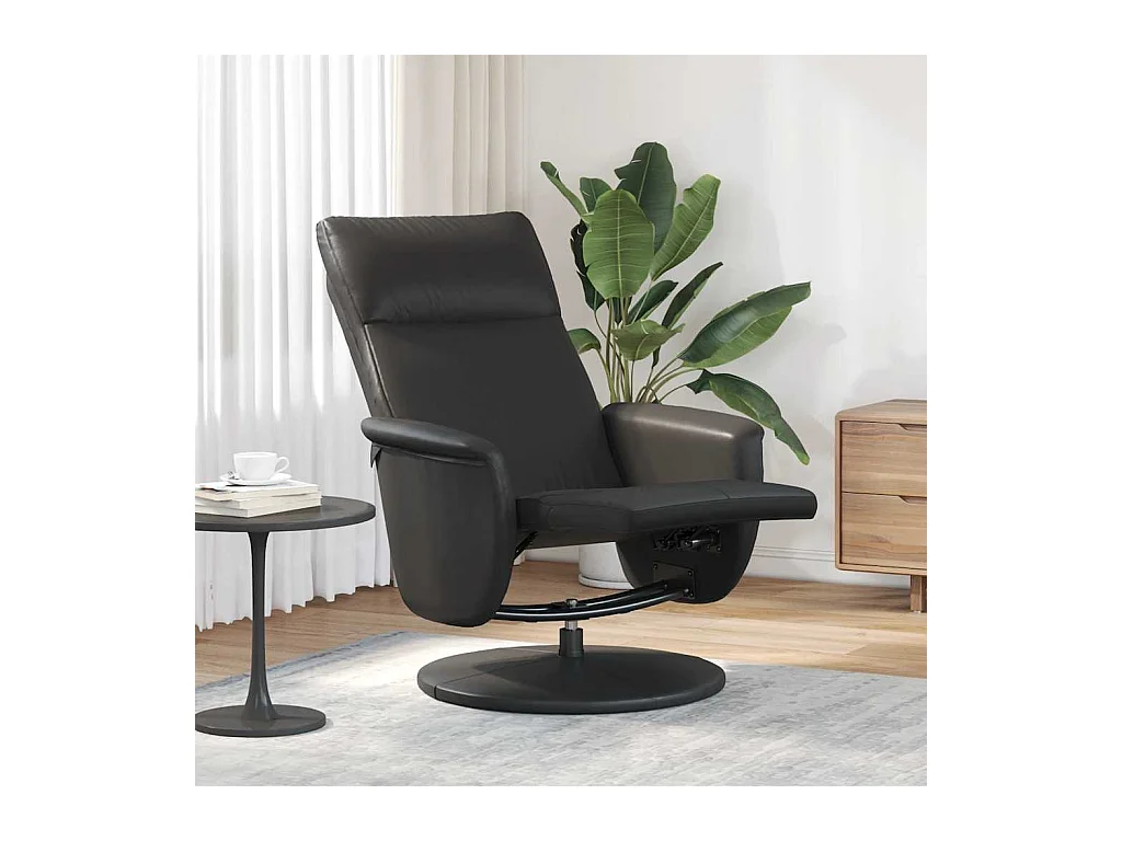 Fauteuil inclinable avec repose-pieds noir similicuir