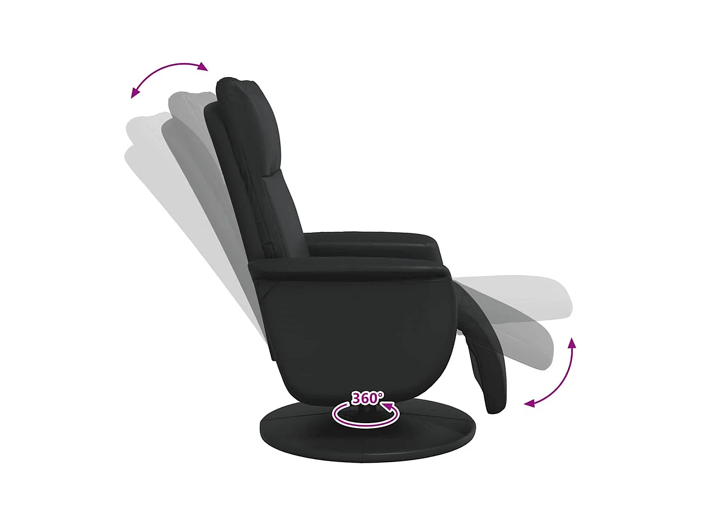 Fauteuil verstelbaar met voetensteun kunstleer zwart