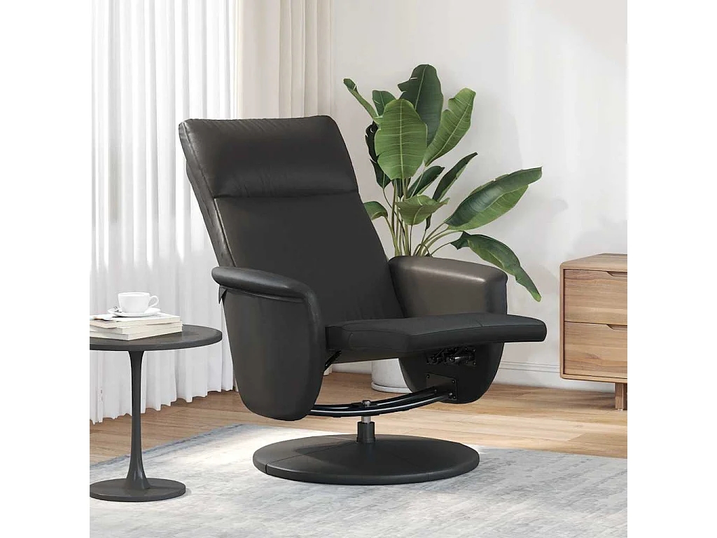 Fauteuil inclinable avec repose-pieds noir similicuir