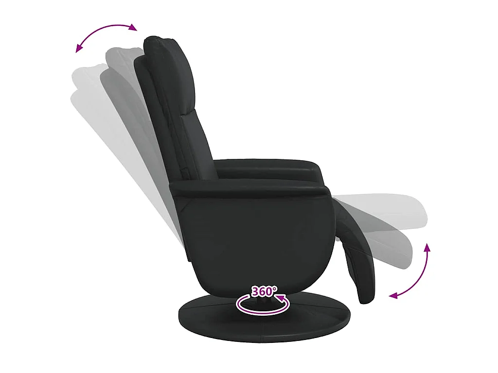 Fauteuil inclinable avec repose-pieds noir similicuir