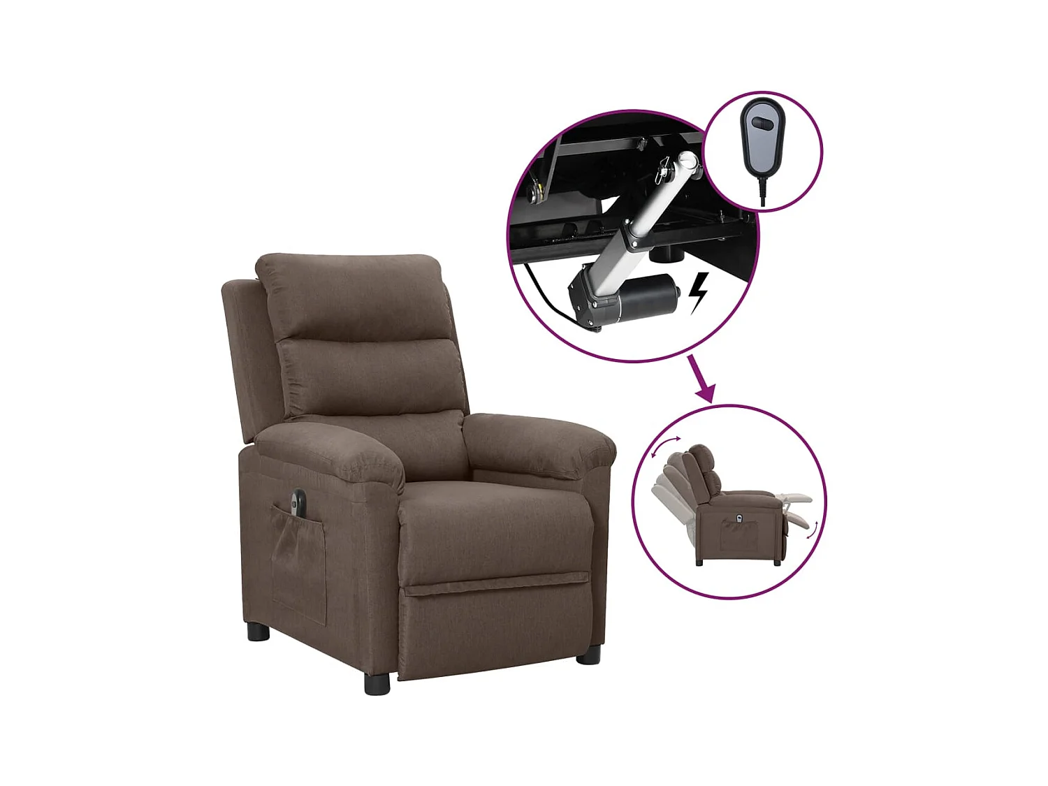 Fauteuil inclinable électrique Taupe Tissu
