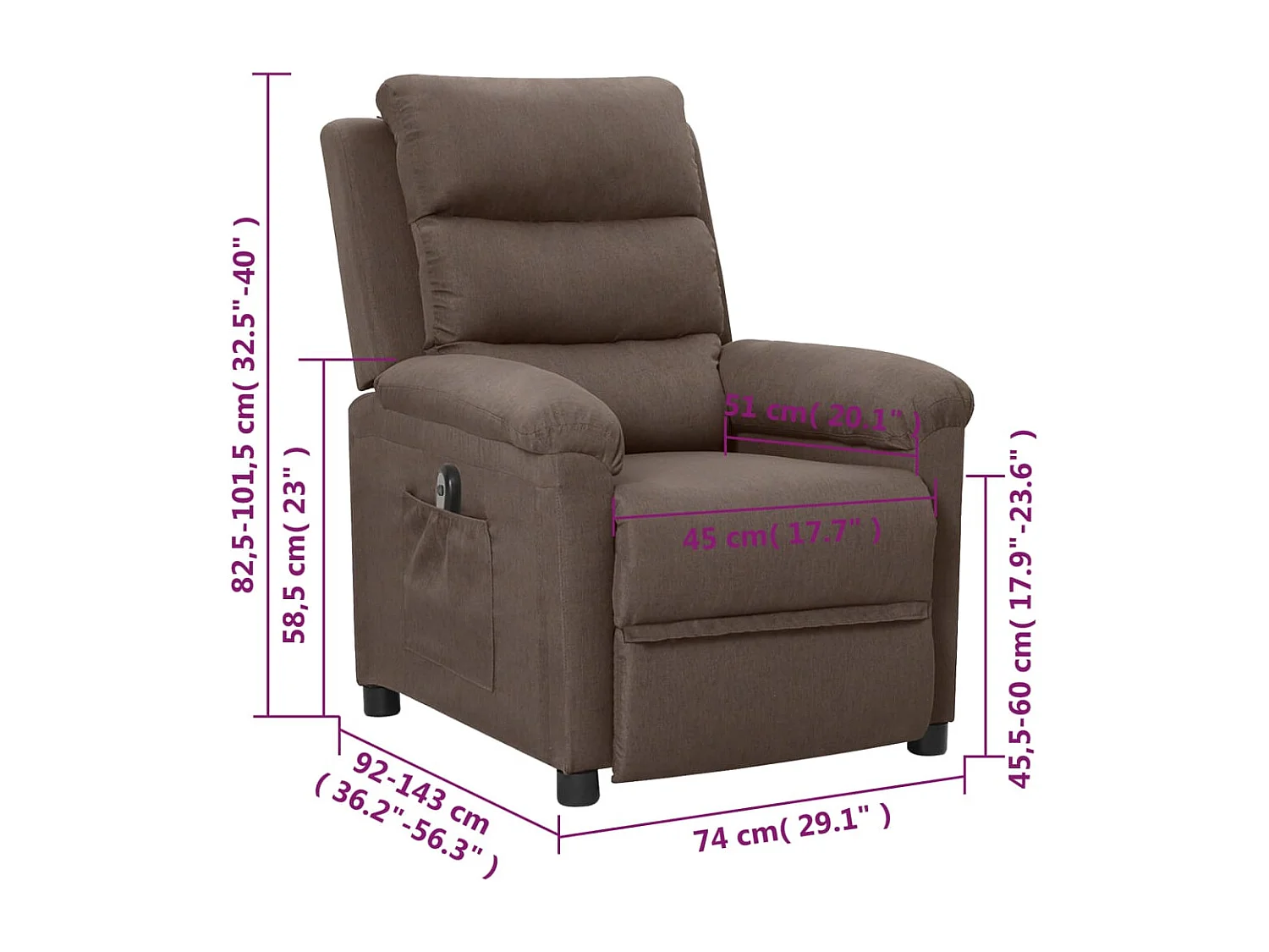 Relaxsessel Elektrisch Taupe Stoff