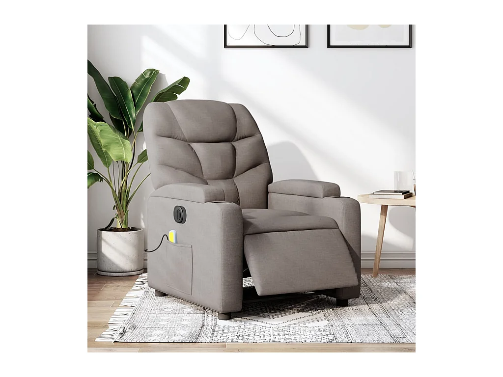 Massagesessel Elektrisch Taupe Stoff