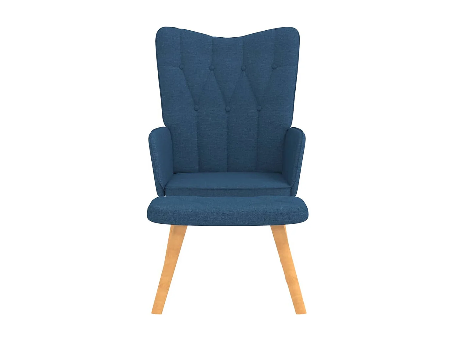 Chaise de relaxation avec tabouret Bleu Tissu