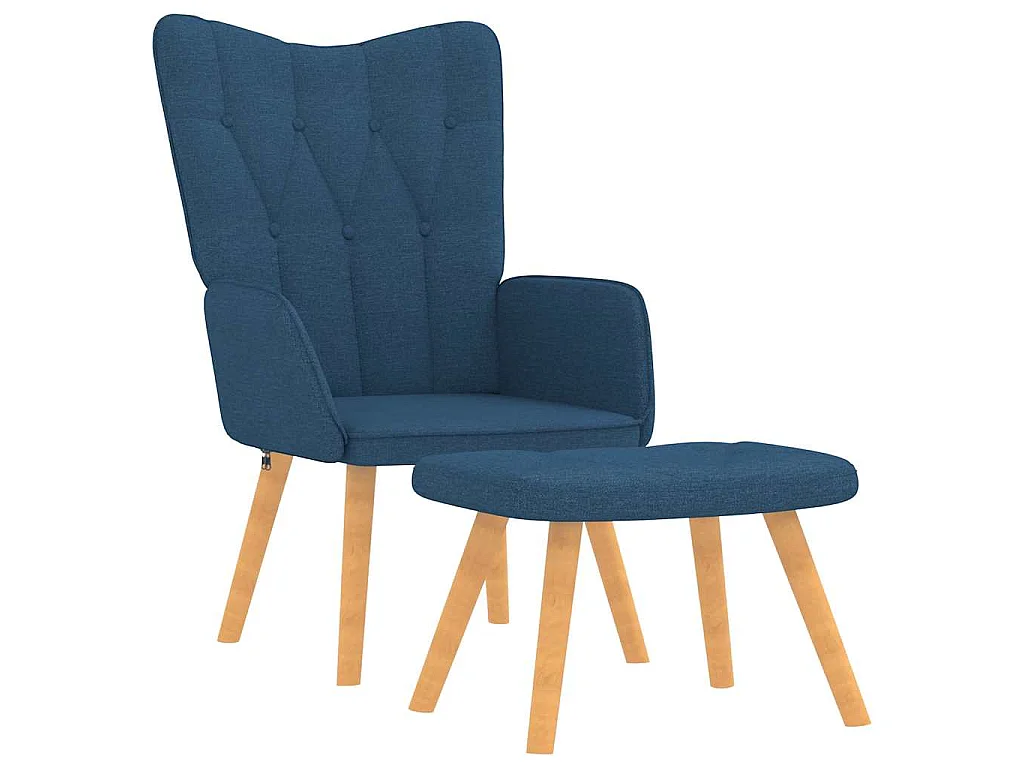 Cadeira de descanso com banco tecido azul