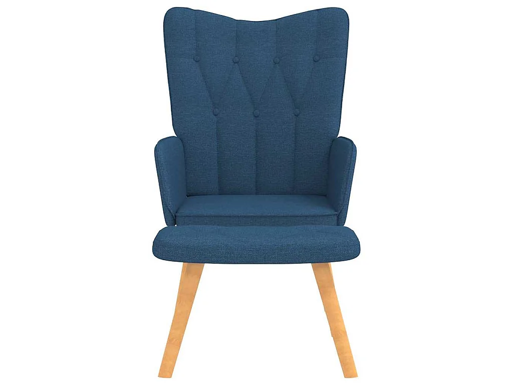 Relaxsessel mit Hocker Blau Stoff