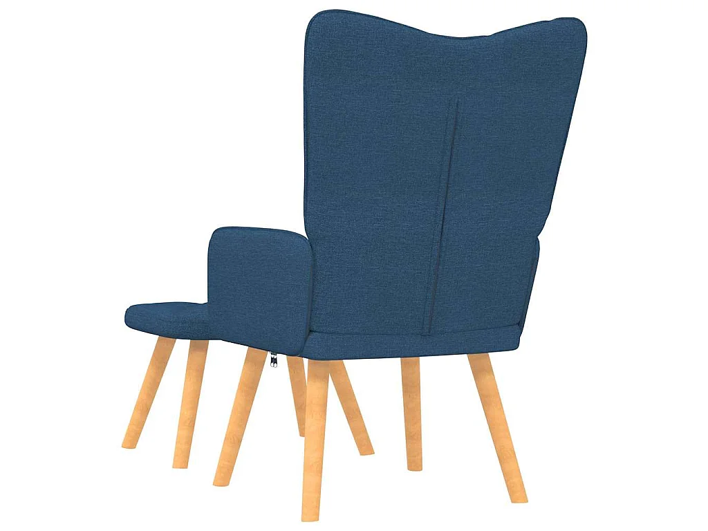 Relaxsessel mit Hocker Blau Stoff