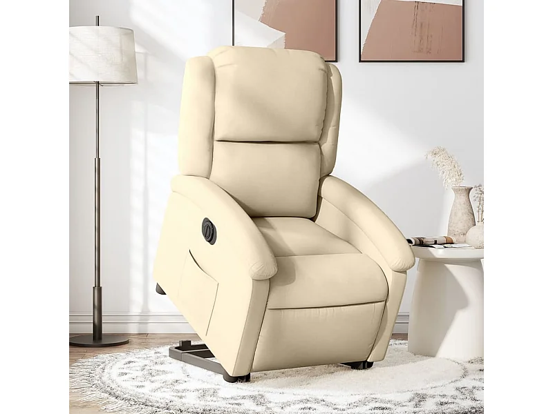 Relaxsessel mit Aufstehhilfe Elektrisch Creme Stoff