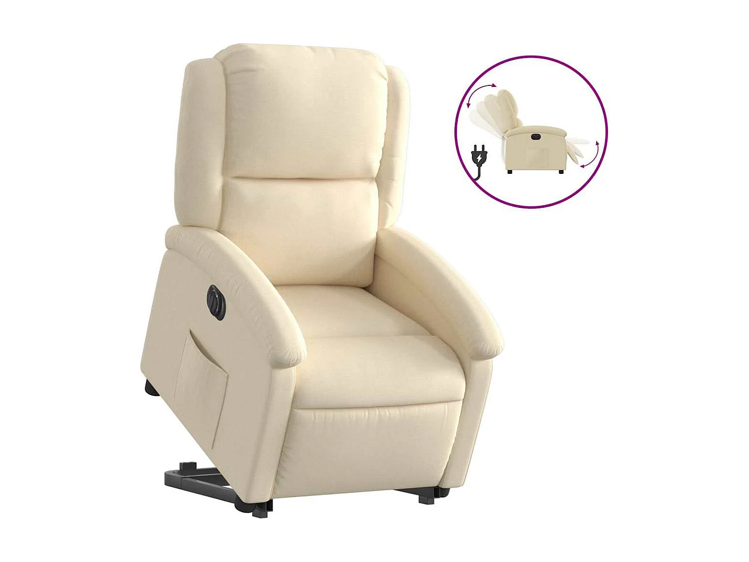 Relaxsessel mit Aufstehhilfe Elektrisch Creme Stoff